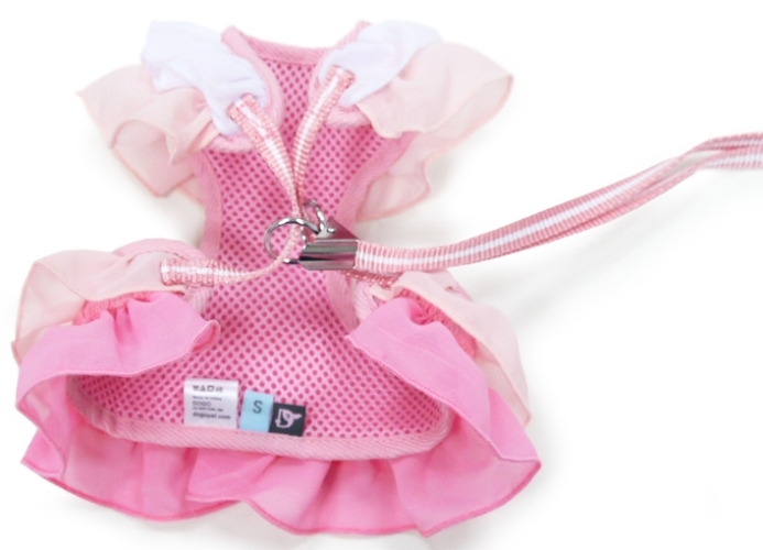 DOGO - EasyGo Multi Ruffle Step-In Harness with Leash - Pretty multi-ruffle designed EasyGO!  The best all-in-one soft harness.  Easy, safe, and comfortable to wear.  It features buckless step-in design that is secured by a simple slide down clip.  Matching leash is included with every EasyGO!