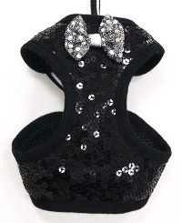 DOGO - EasyGo Sequin Step-In Harness with Leash (Black or Red) - Shiny bling sequin styled EasyGO.  The best all-in-one soft harness.  Easy, safe, and comfortable to wear.  It features buckle-less step-in design that is secured by a simple slide down clip.  Matching leash is included with every EasyGO!